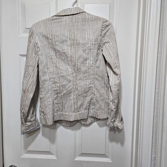Cabi Ginger Snap Gingham Plaid Blazer Small Style 346 Floral Cuffs - Picture 4 of 12